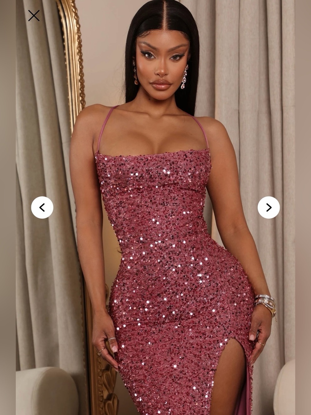 Fashion Nova Rose Sequin High-Slit Maxi Dress - Picture 3 of 10